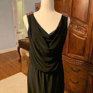 WHBM black knit embellished shoulder blouson dress